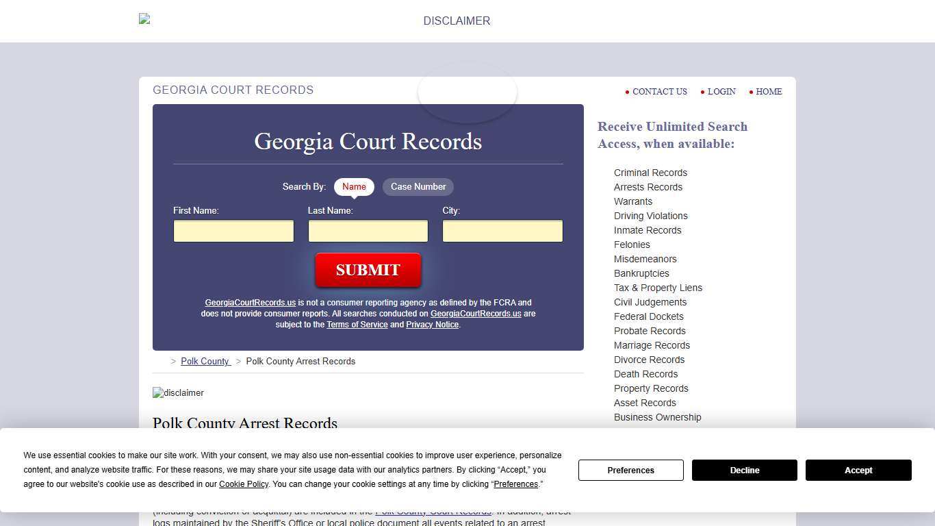 Polk County Arrest Records GeorgiaCourtRecords.us