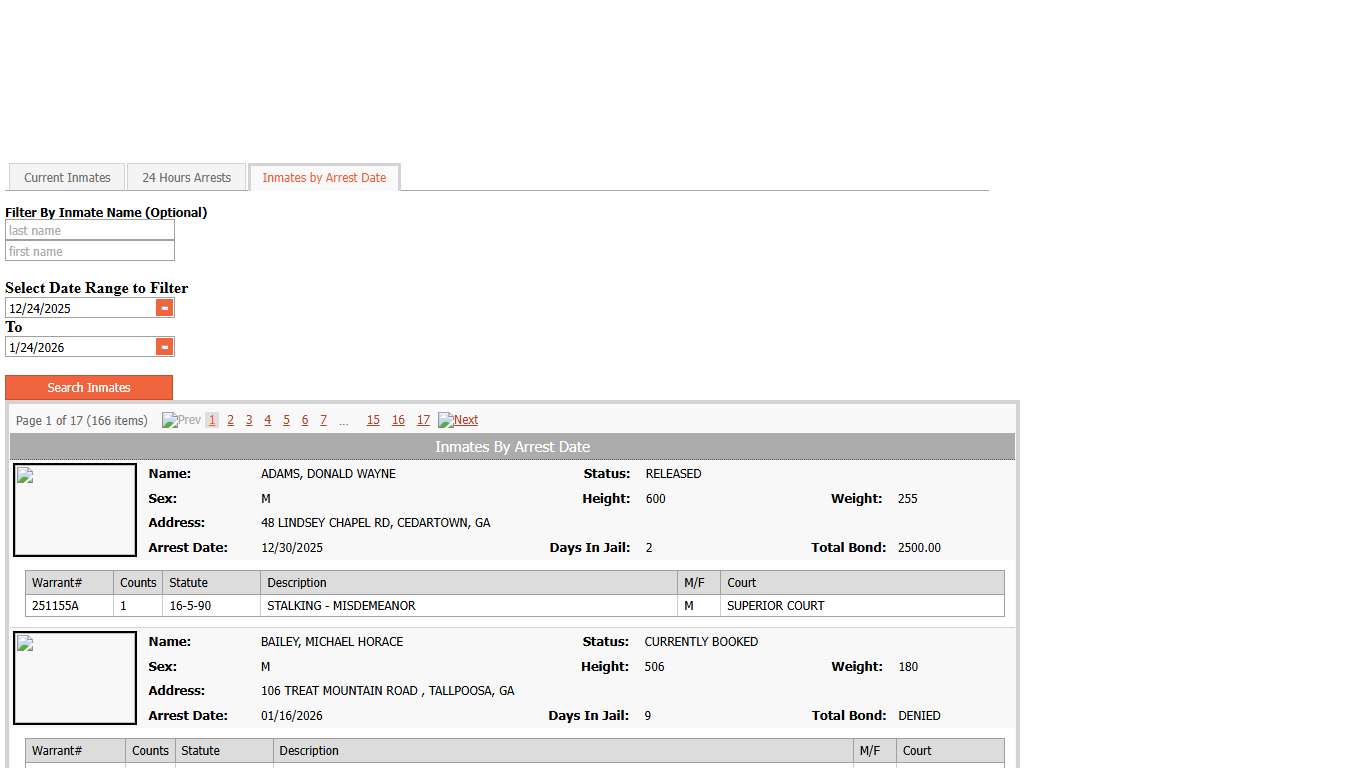 Inmates by Arrest Date